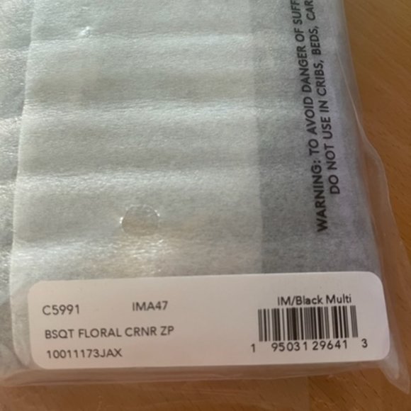 Coach X Jean Michel Basquiat Zip Wristlet Black Leather Handbag Flower Bag NEW - Picture 6 of 6